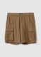 Brown pure cotton regular-fit cargo shorts_4