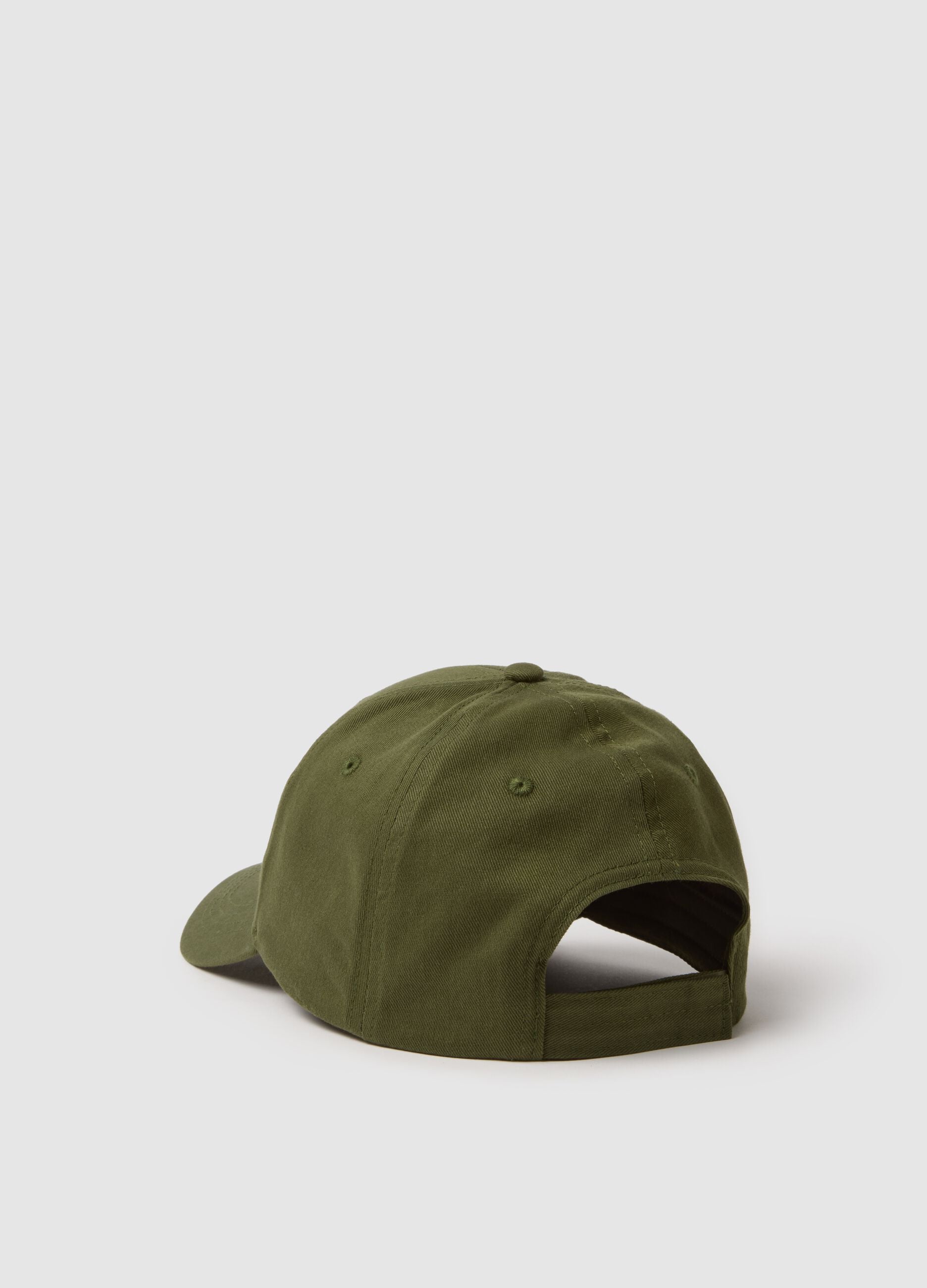 Regular fit green pure cotton baseball cap