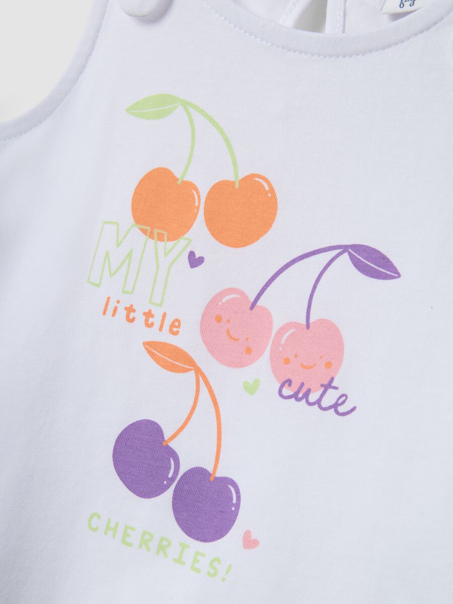 White pure cotton tank top for girls regular fit with cherries_3