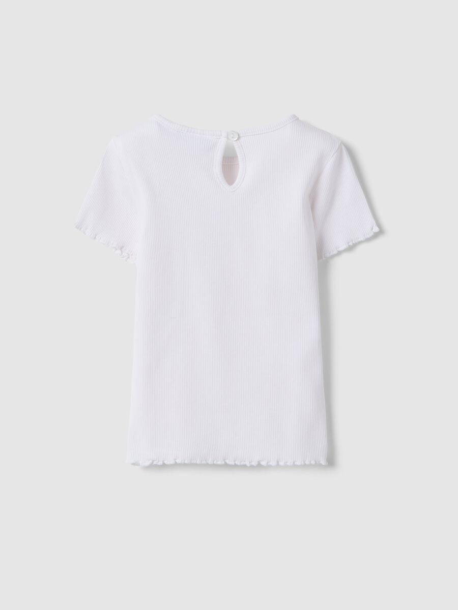 Girls' white stretch cotton T-shirt with star_1