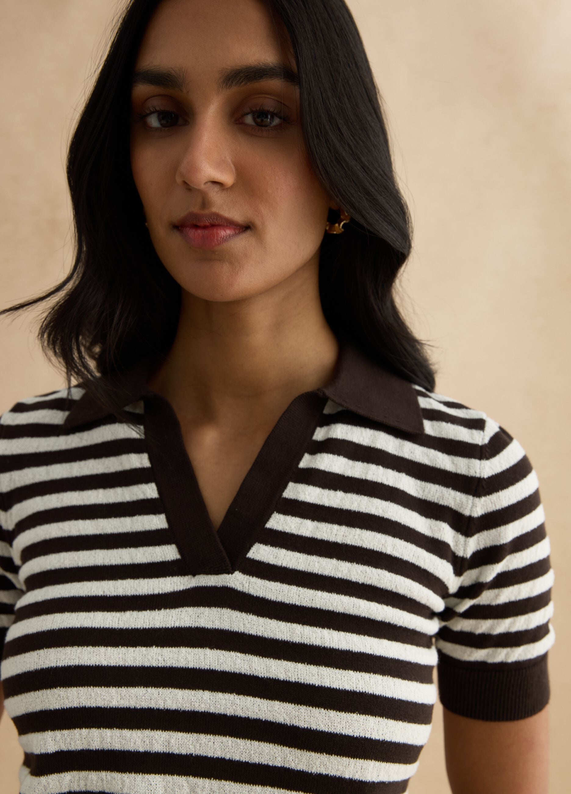 Multicoloured striped regular fit cotton blend sweater
