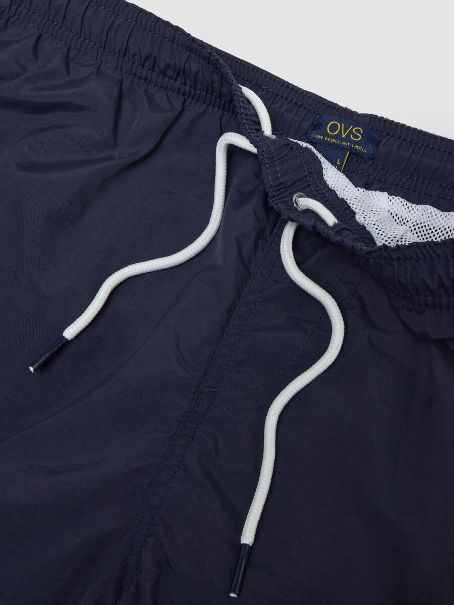 Blue regular-fit swim shorts with drawstring_5