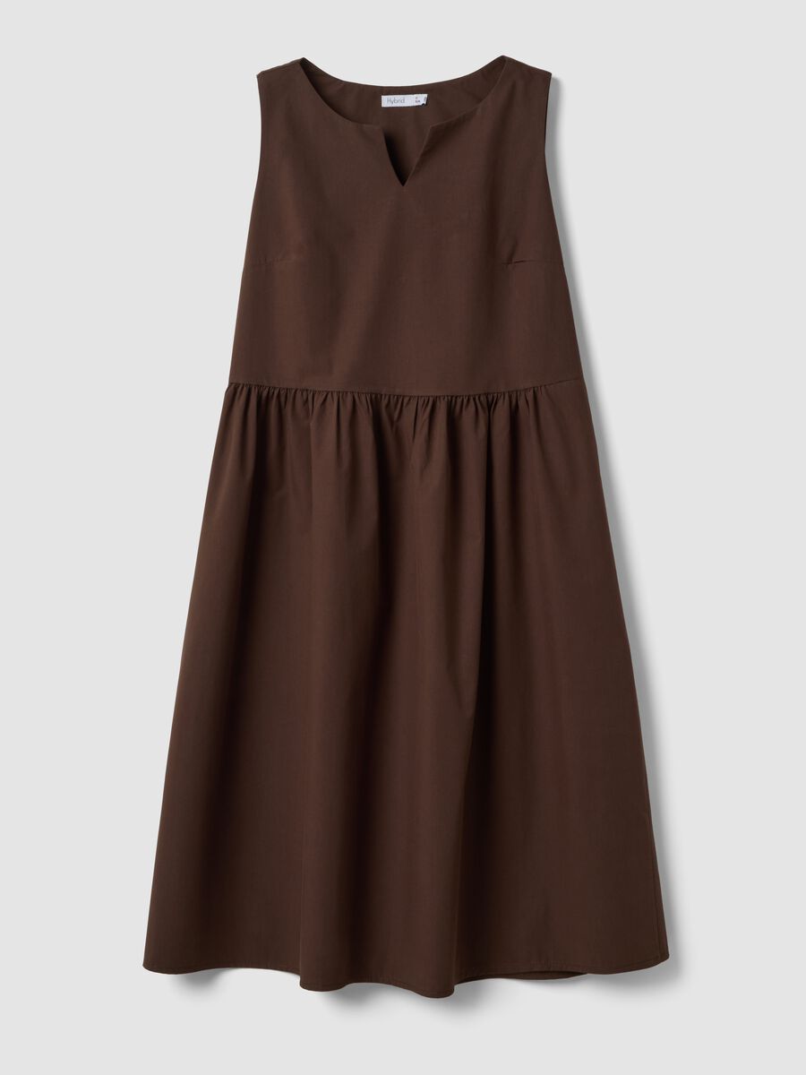 Brown pure cotton midi dress, oversized fit_4