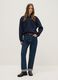 Blue cotton blend jumper with regular fit and contrasting collar_0