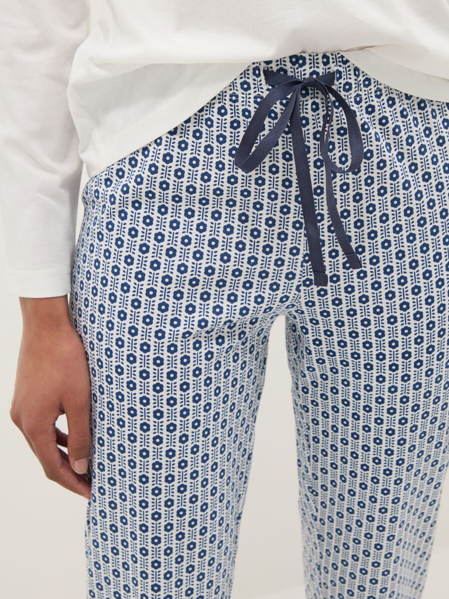 Multicolour pure cotton regular fit pyjamas with pattern_3