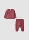 Pink organic cotton openwork knit set for baby girl_0