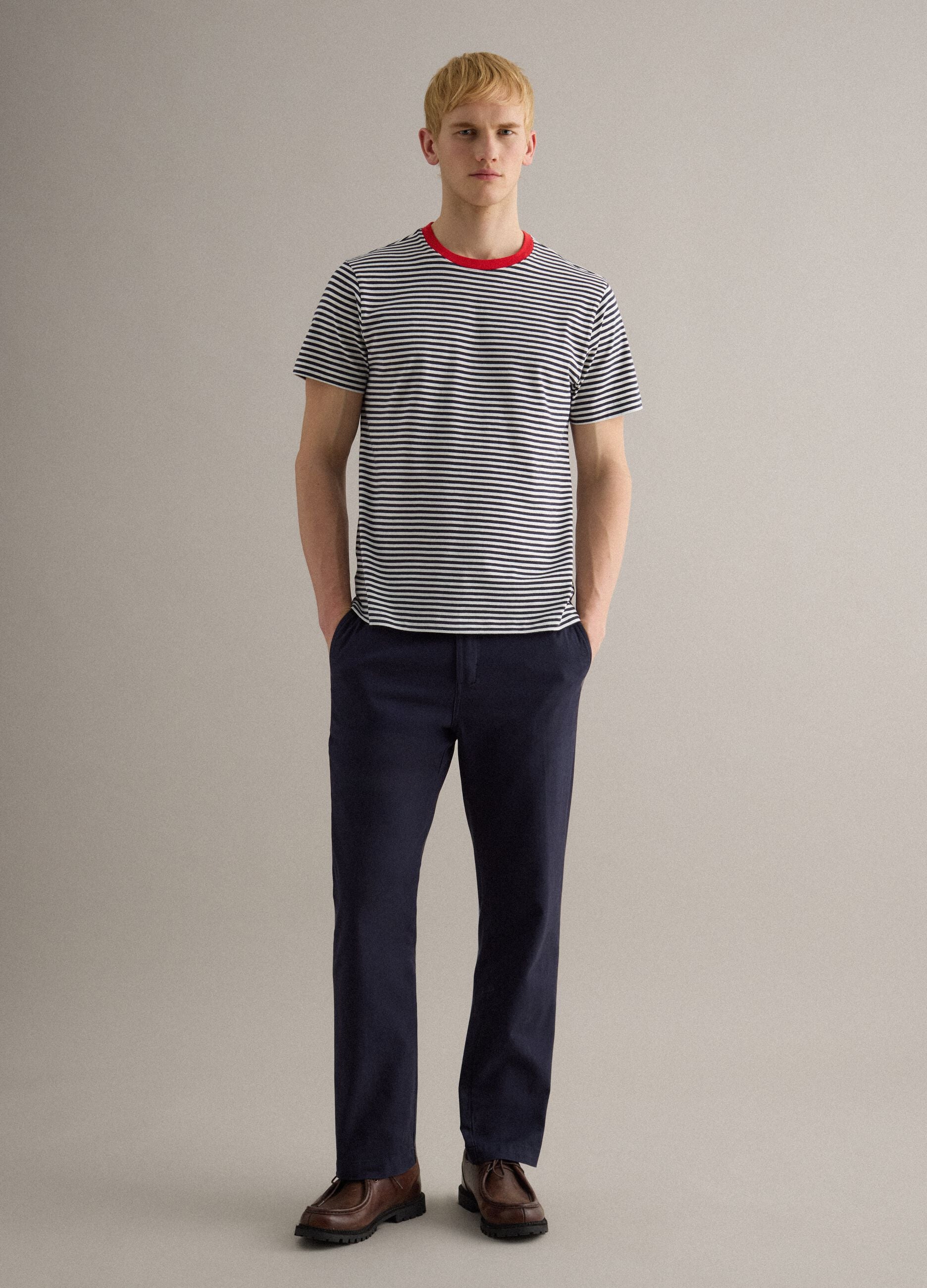 Regular fit multicolour striped pure cotton T-shirt
