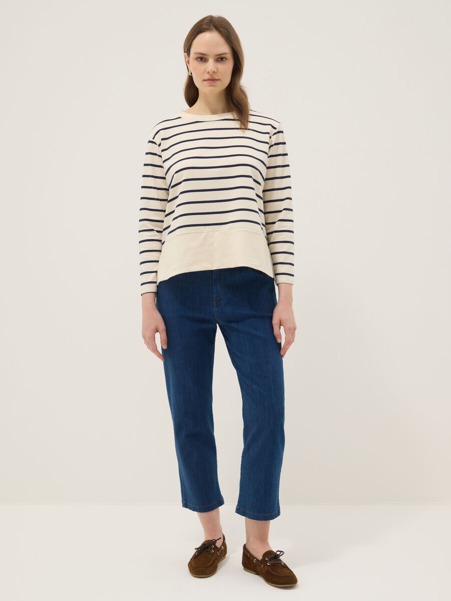 Blue Stretch Cotton Denim Trousers Regular Fit_0