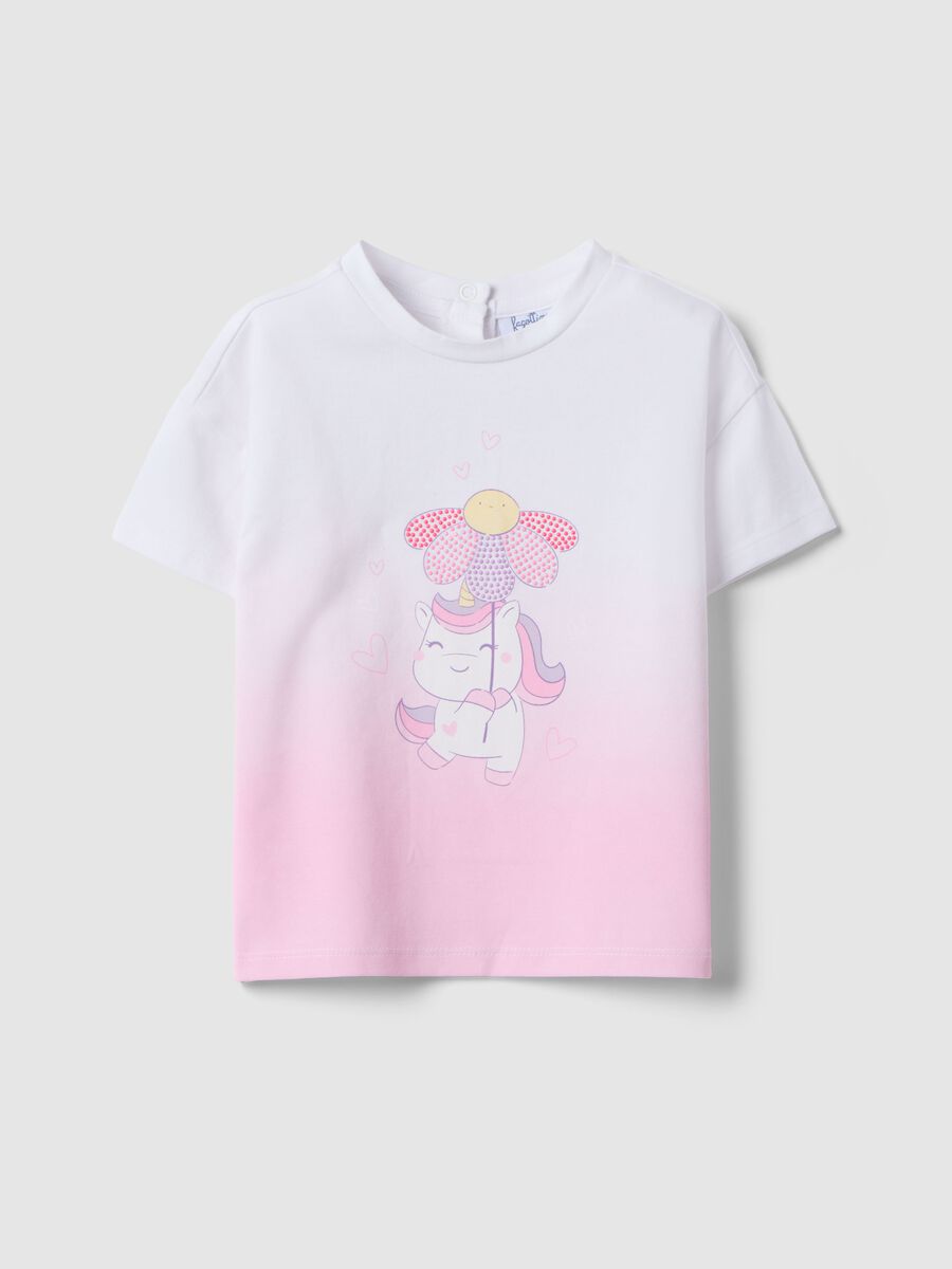 Multicoloured stretch cotton unicorn girl's t-shirt_0
