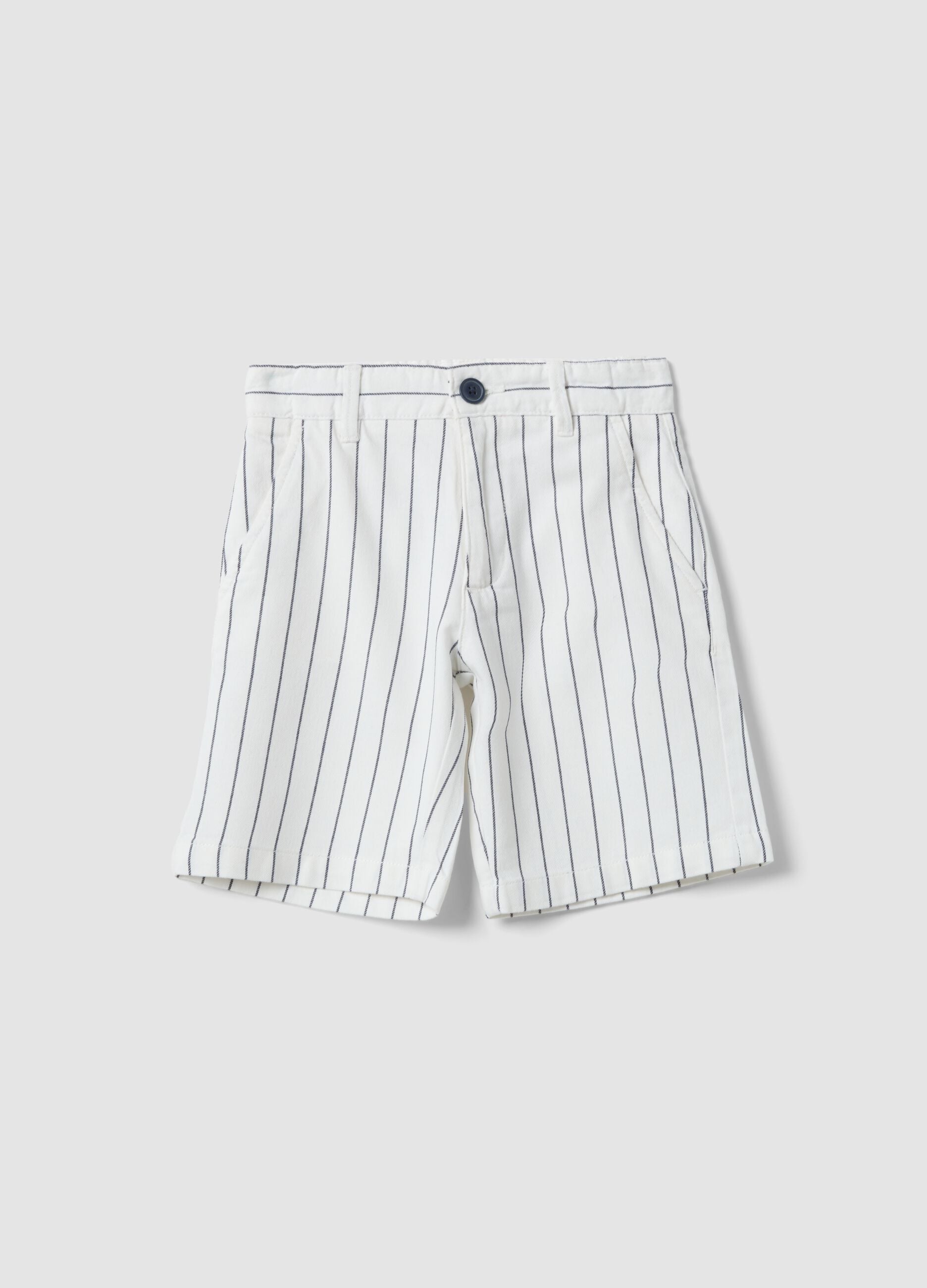 Children's multicoloured striped pure cotton shorts with regular fit