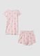 Girls' regular fit short pink cotton pyjamas with strawberries_1