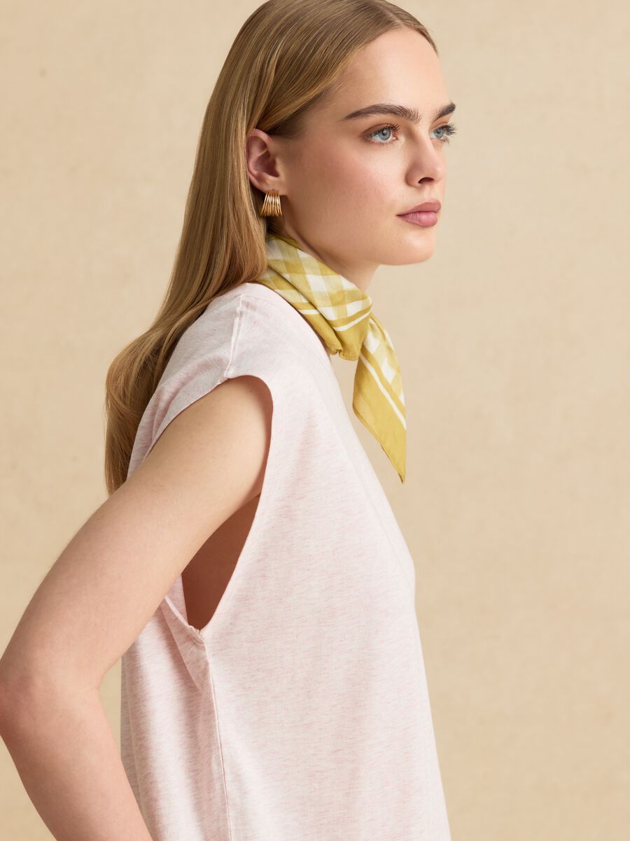 T-shirt in misto lyocell e cotone rosa regular fit con maniche ampie_1