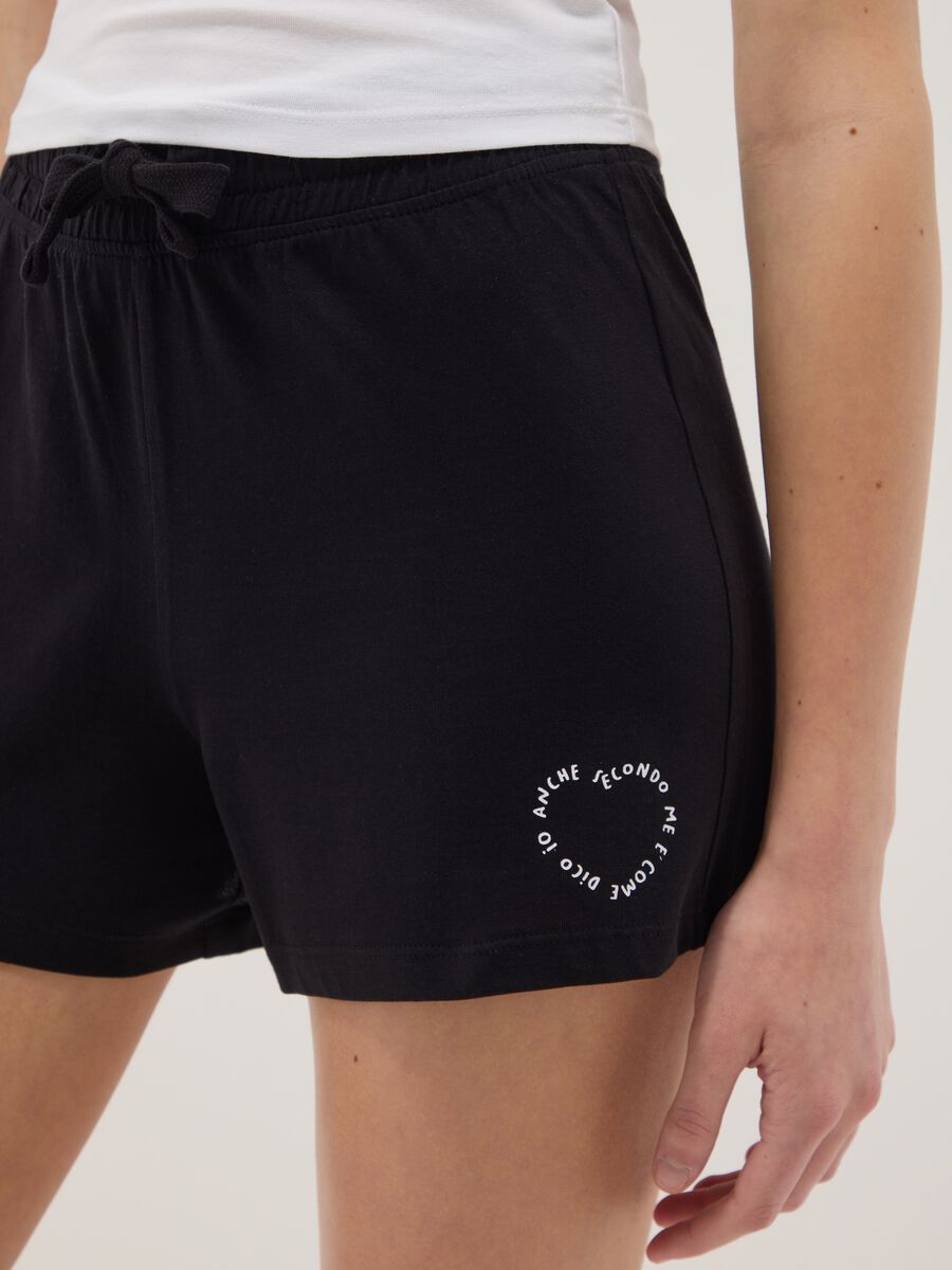 Girls&rsquo; pure cotton black shorts with elasticated waistband_2