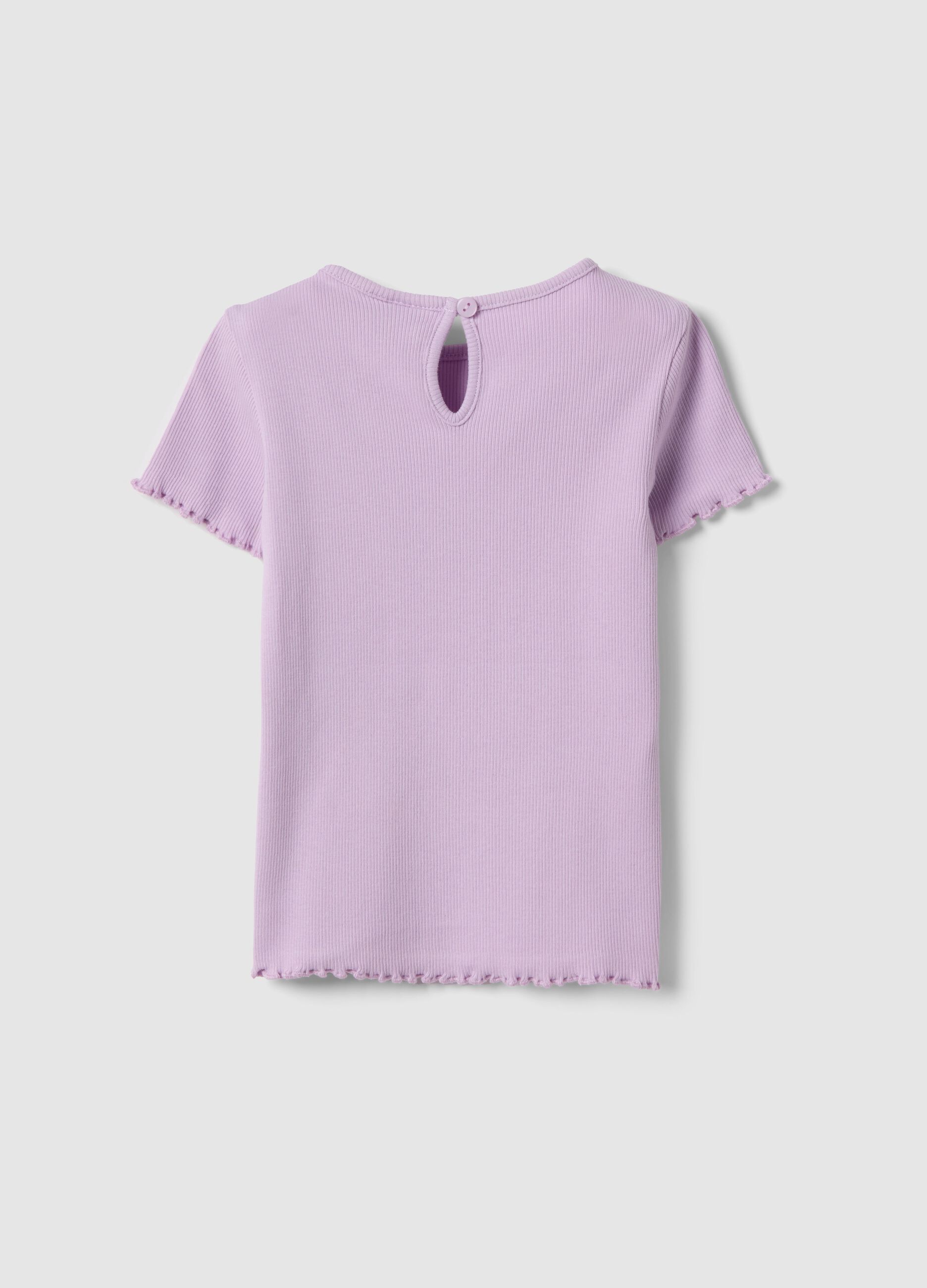 Girls' Stretch Cotton Purple T-shirt with Designs