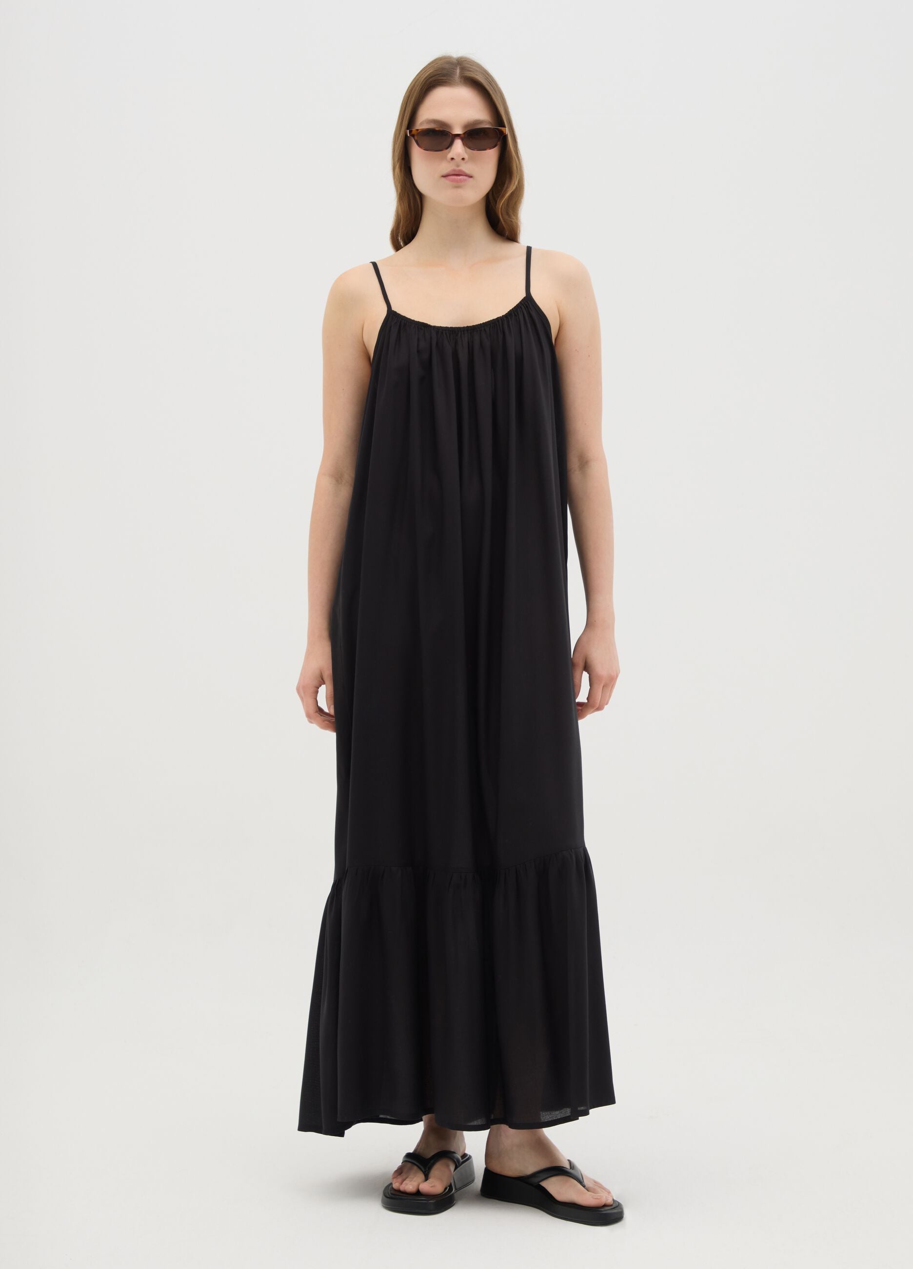 Women's Long Black Viscose Dress Wide Fit