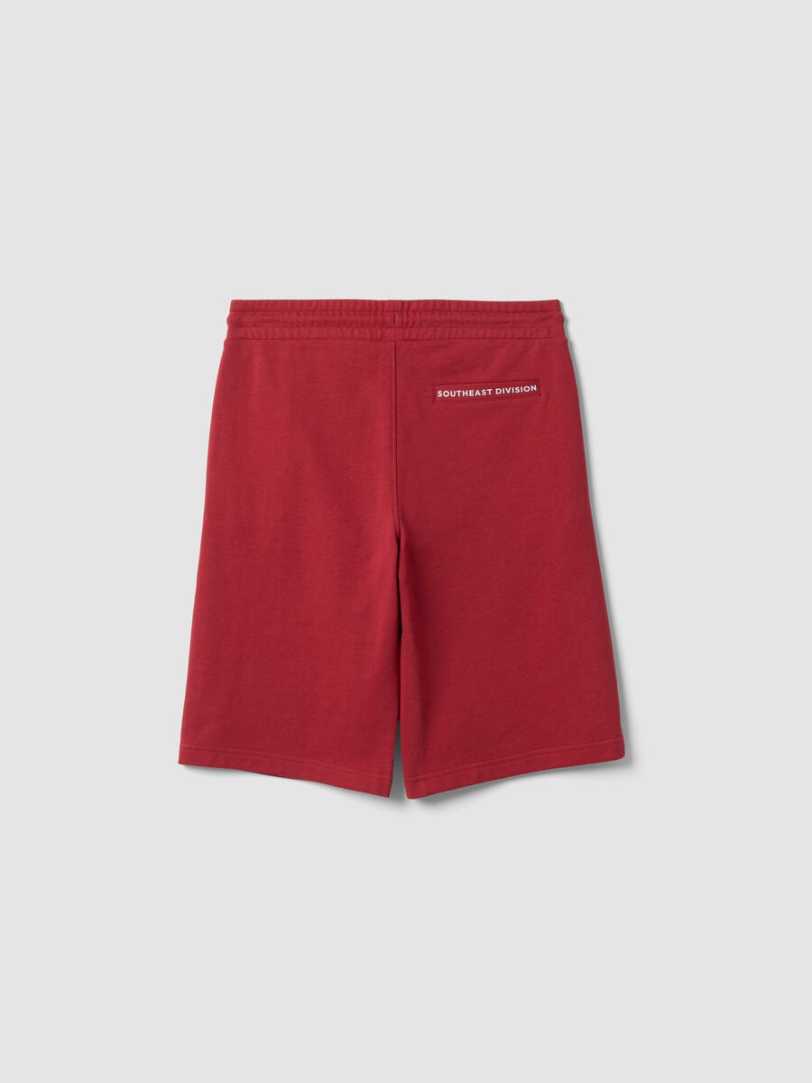 Red regular-fit cotton-blend shorts_4