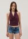 Purple halterneck top in stretch fabric, regular fit_2