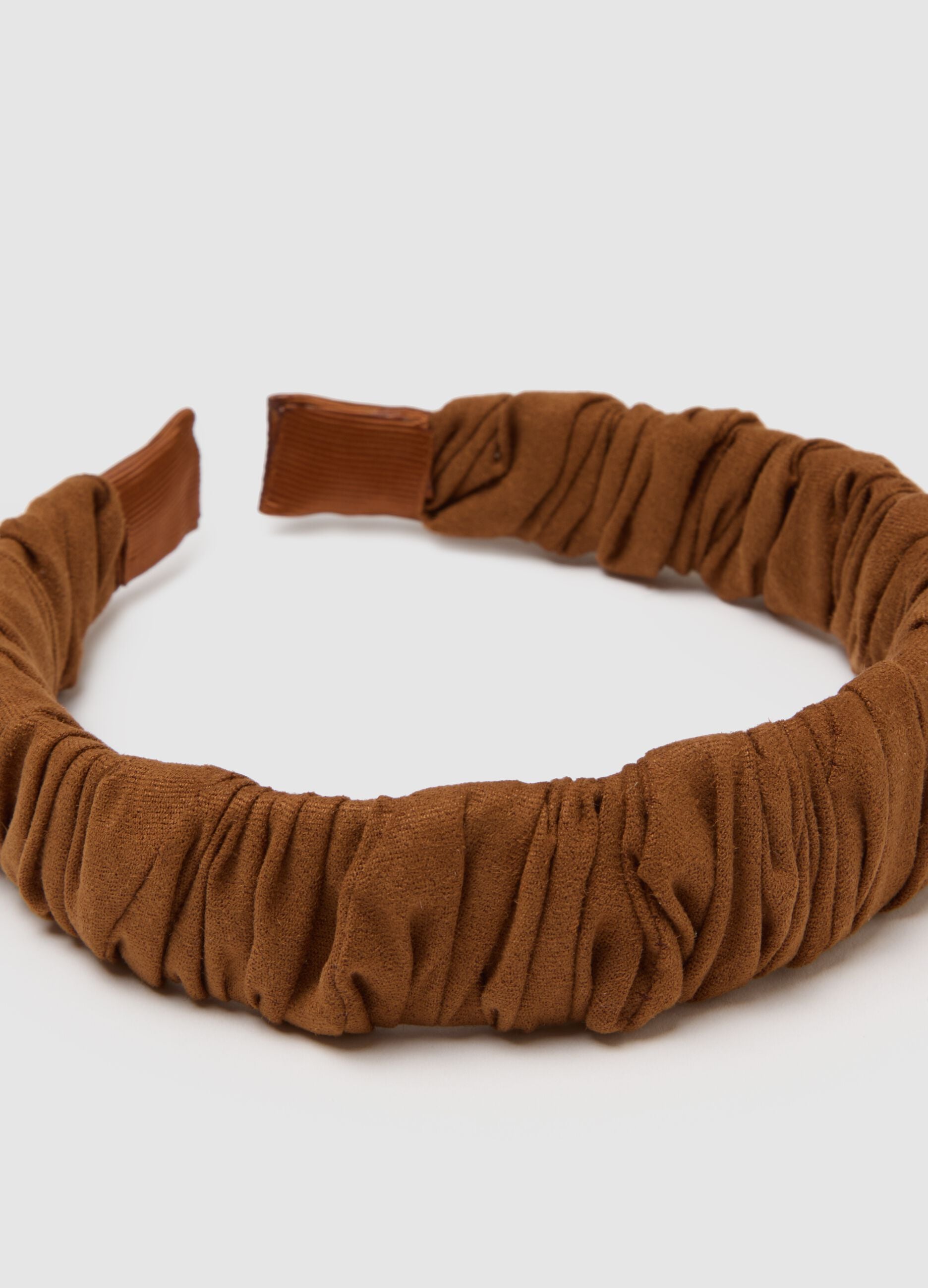 Brown Hairband with Ruched Details