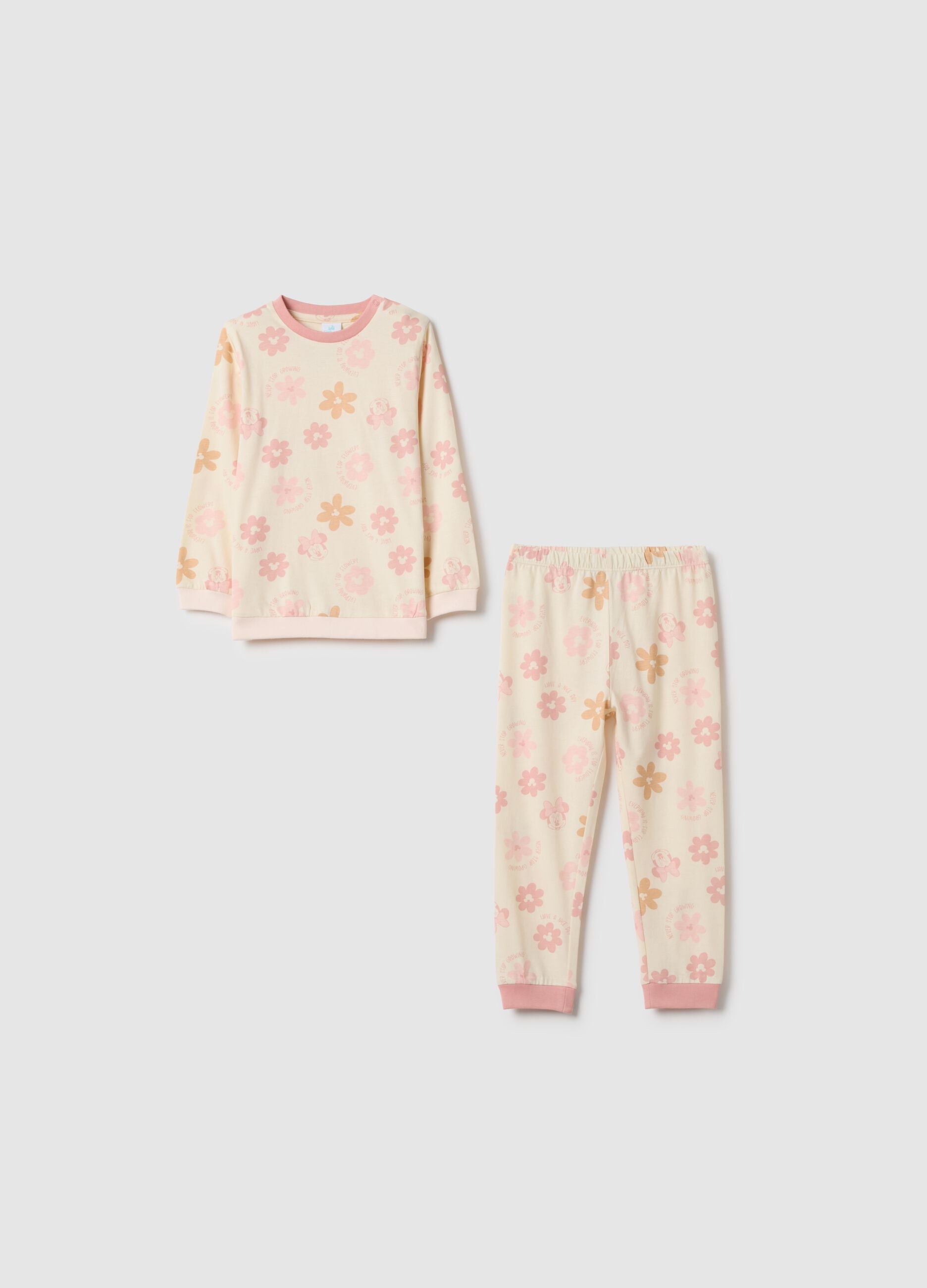 Regular fit multicolour floral pyjamas in pure cotton for baby girls