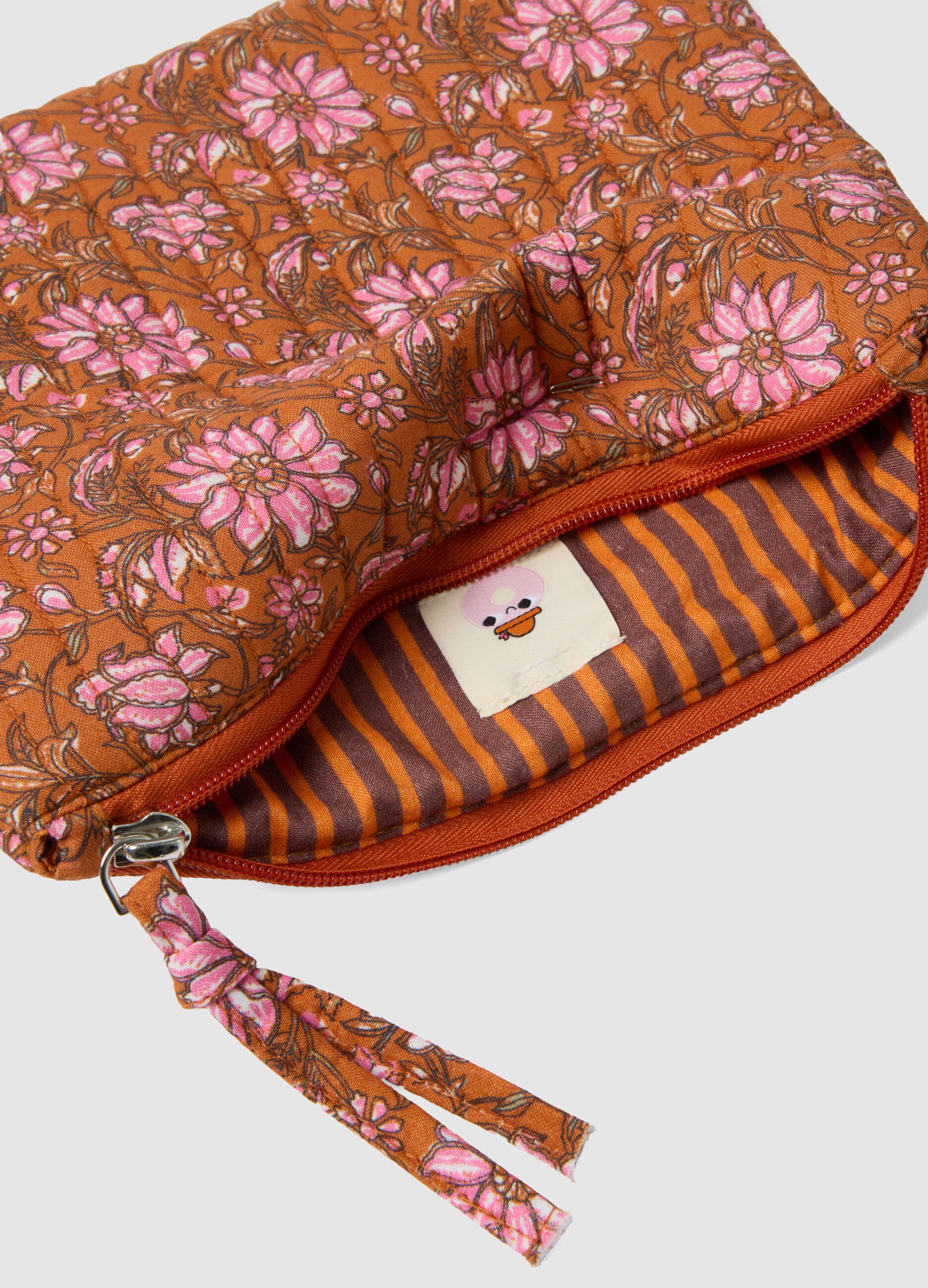 Multicolour pure cotton pouch with floral design