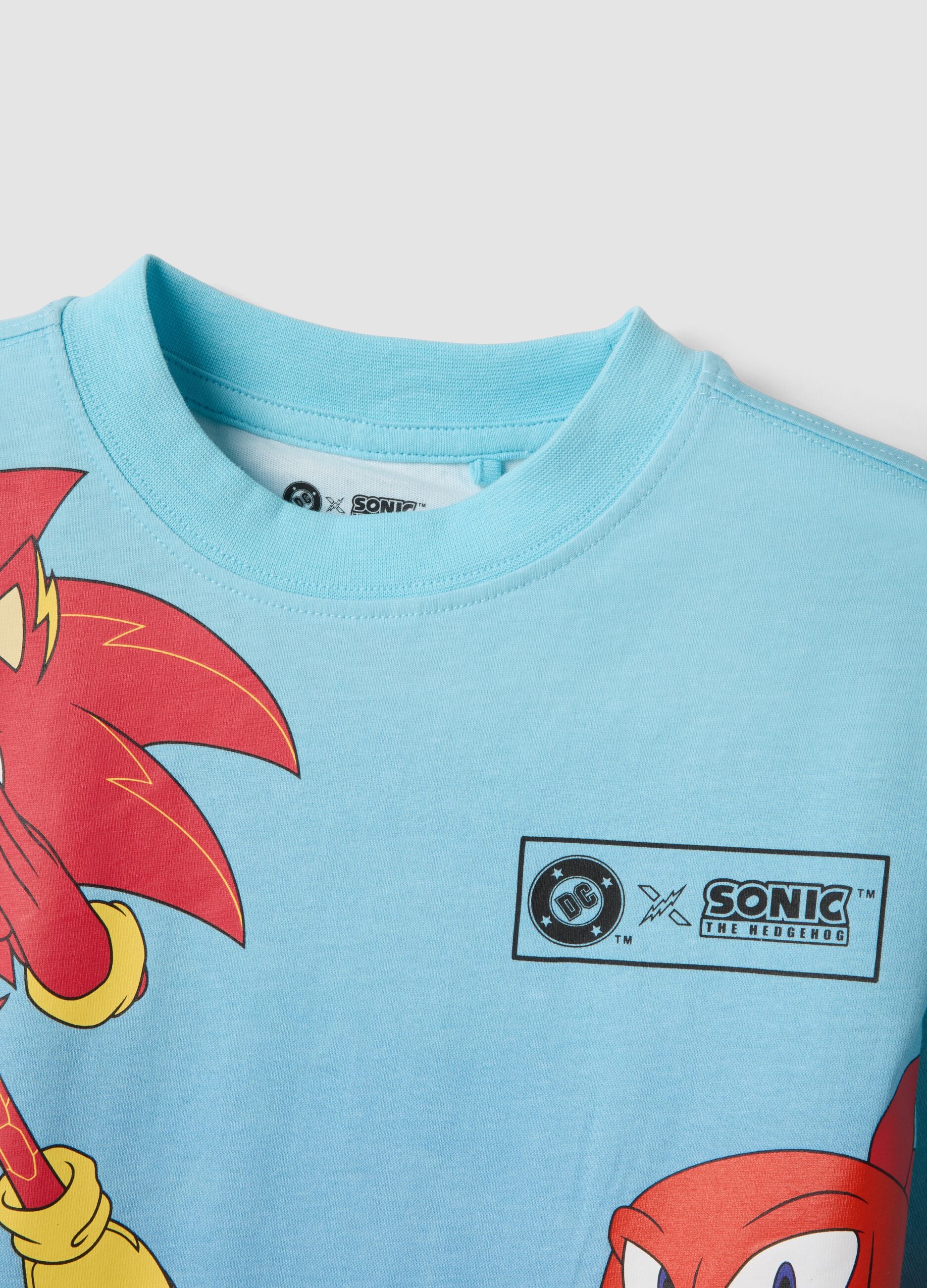 Blue pure cotton Sonic print T-shirt for boys