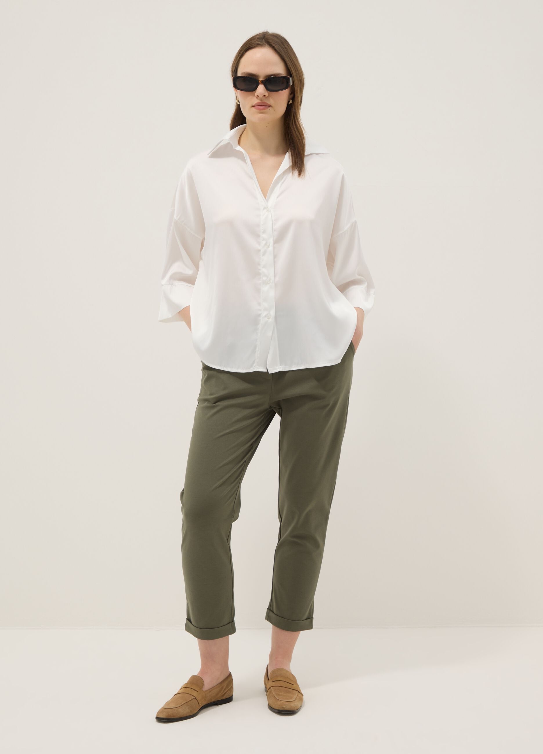 White Satin Blouse Regular Fit