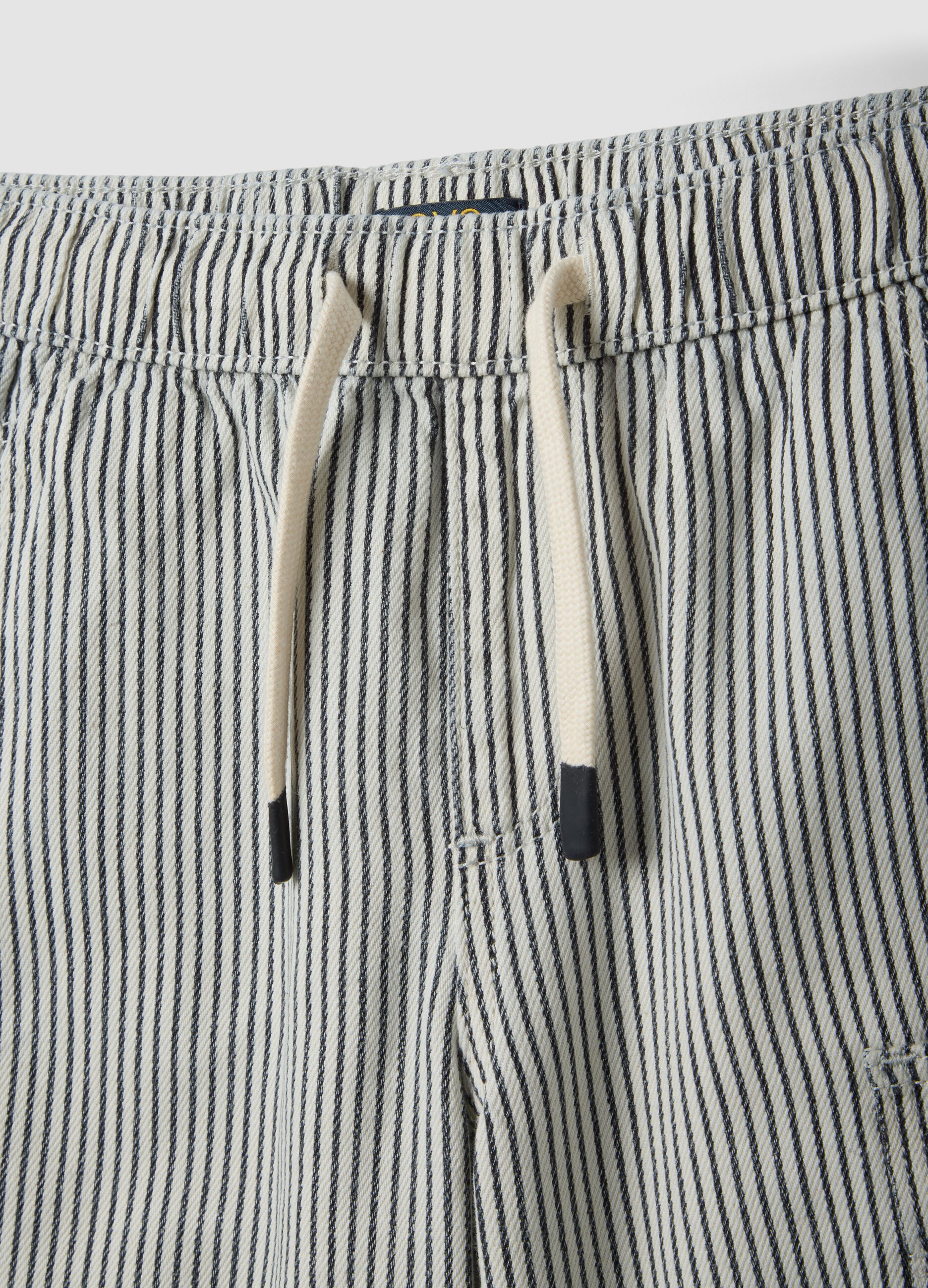 Boys&rsquo; regular-fit pure cotton multicolour striped cargo shorts