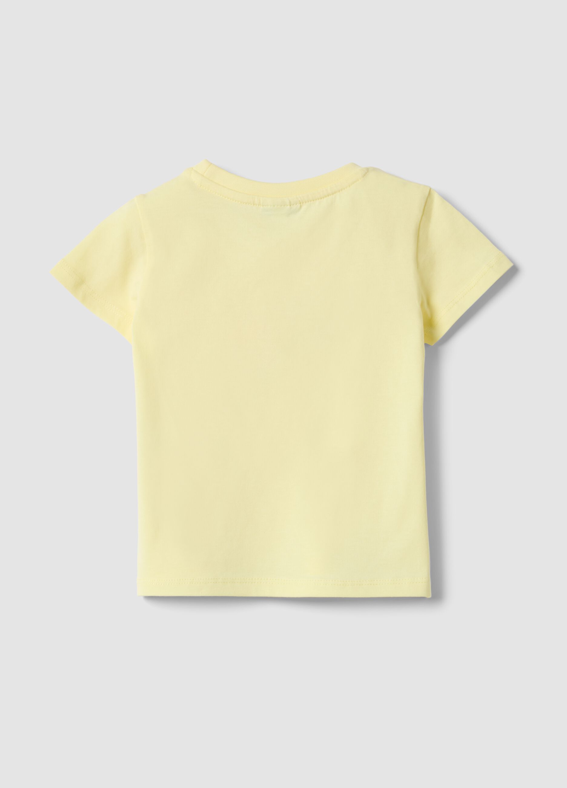 Yellow pure cotton girl's T-shirt, regular fit with print