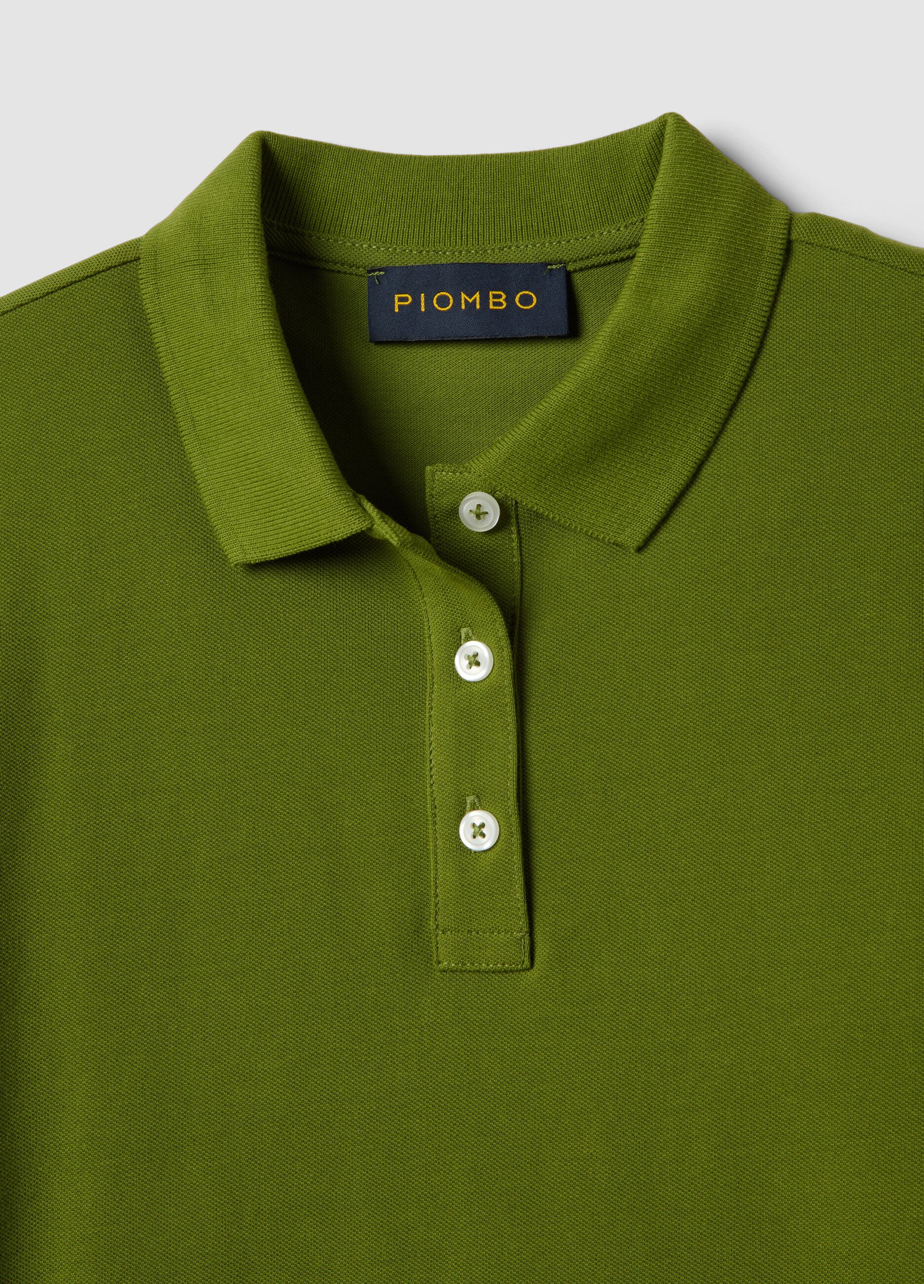 Green regular-fit polo shirt in organic cotton