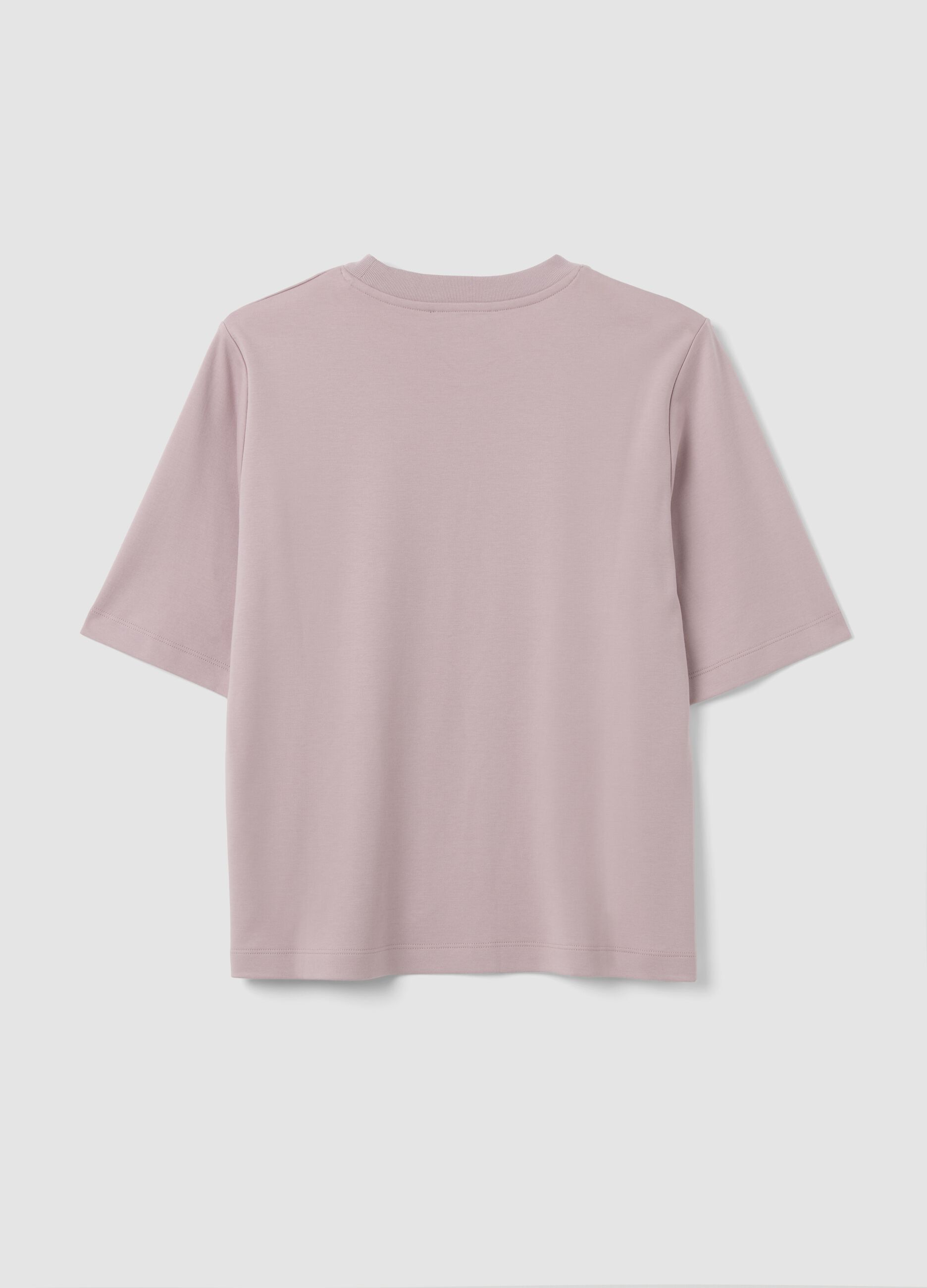 Pink boxy-fit T-shirt in cotton and viscose blend