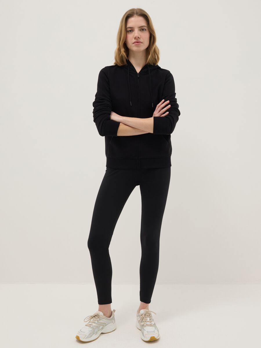 Slim fit black stretch cotton leggings_0