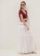 Long white pure cotton skirt with elasticated waist and sheer detailing_1