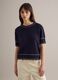 Blue cotton-blend sweater regular fit with contrast stitching_0