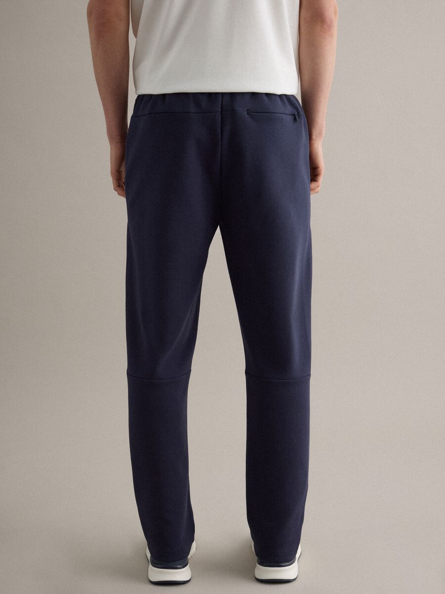 Blue cotton blend stretch jogger trousers regular fit_2