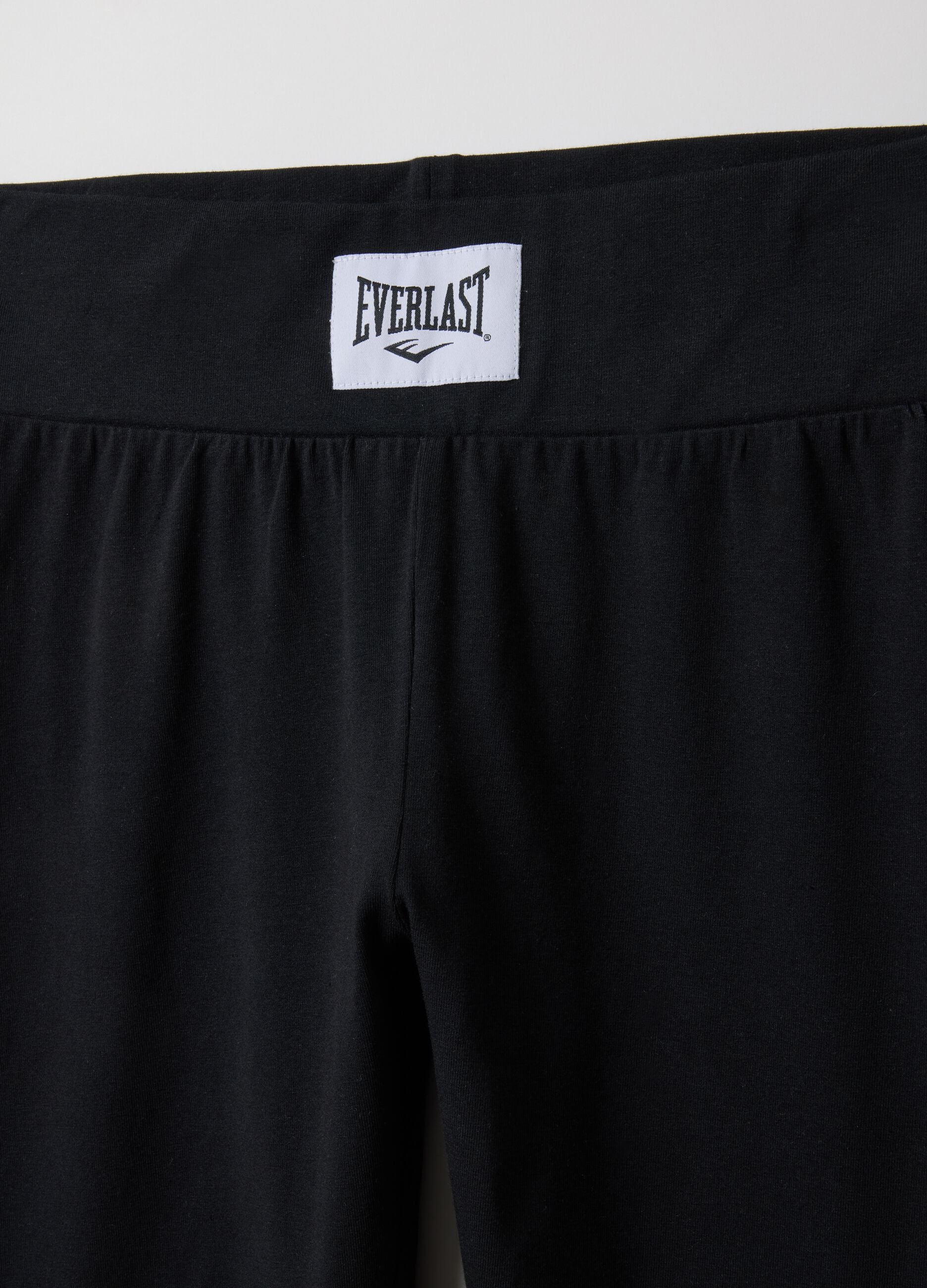 Black stretch cotton leggings regular fit with Everlast logo