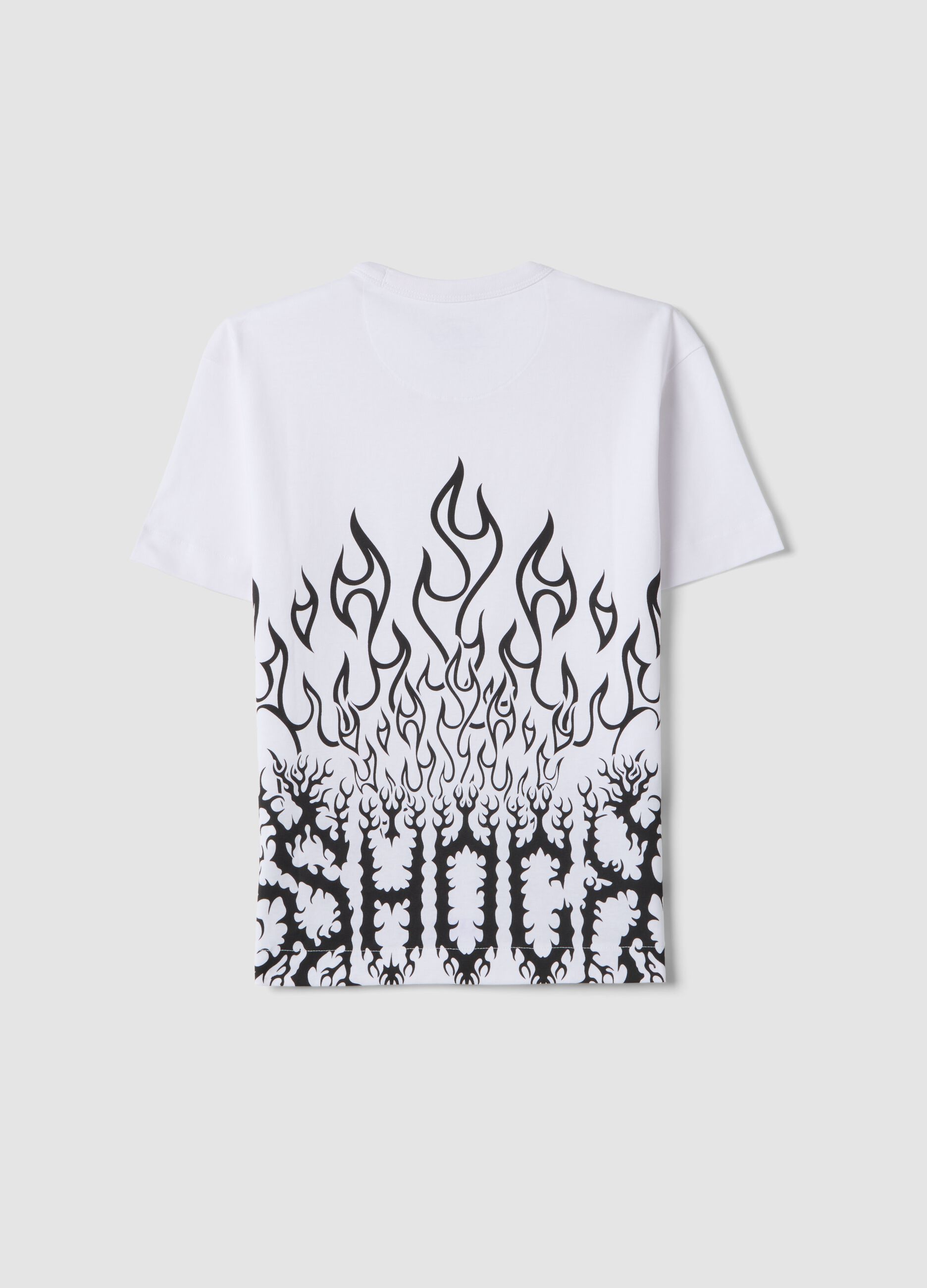 Children's white pure cotton oversized fit T-shirt with print