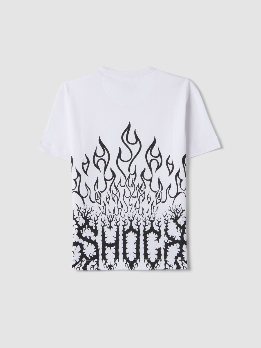 Children's white pure cotton oversized fit T-shirt with print_4