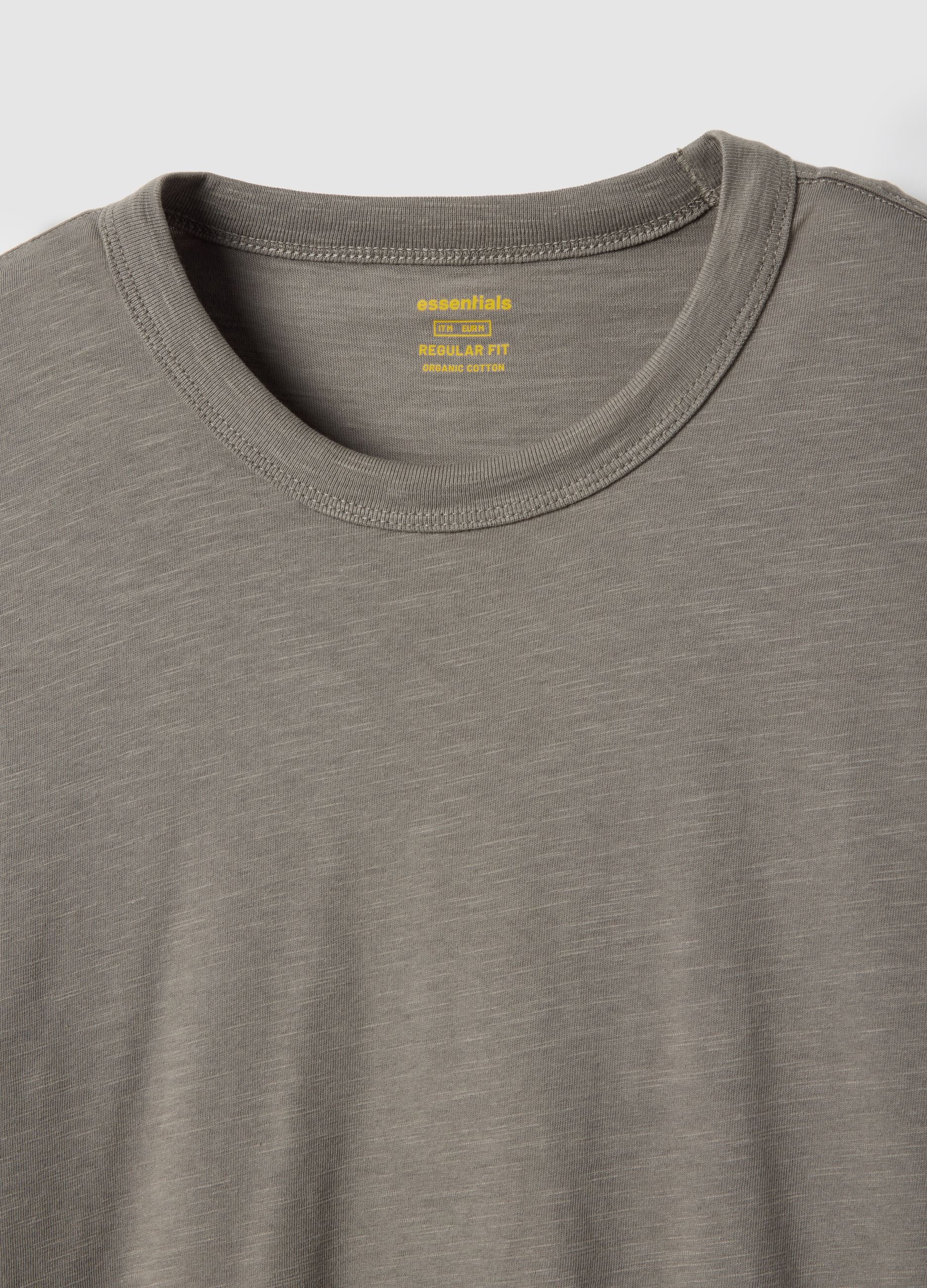 Grey pure cotton short sleeve regular fit t-shirt