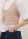 Pink pure cotton regular fit waistcoat with perforated design_3