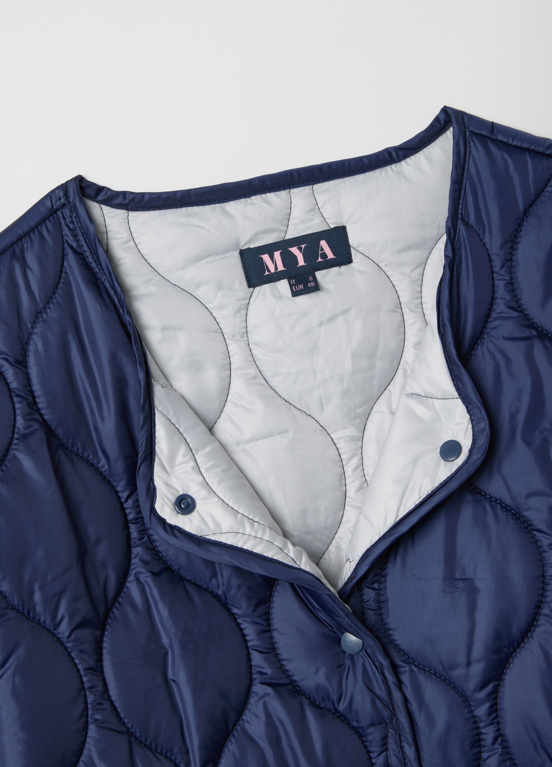 Blue quilted jacket regular fit with buttons