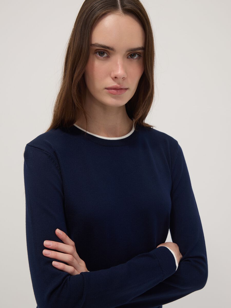 Blue crew-neck jumper in viscose blend_2