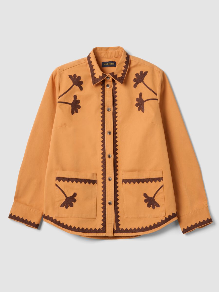 Orange pure cotton jacket with contrast embroidery_4