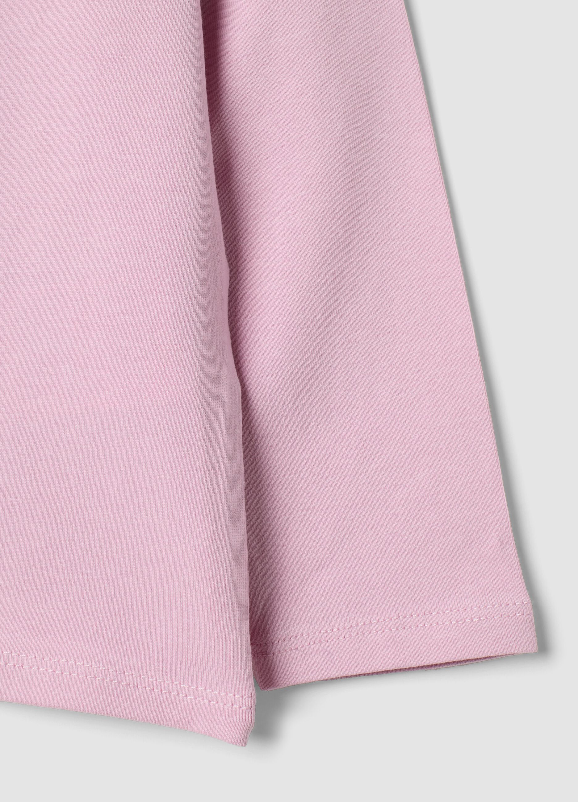 Pink long-sleeved organic cotton T-shirt