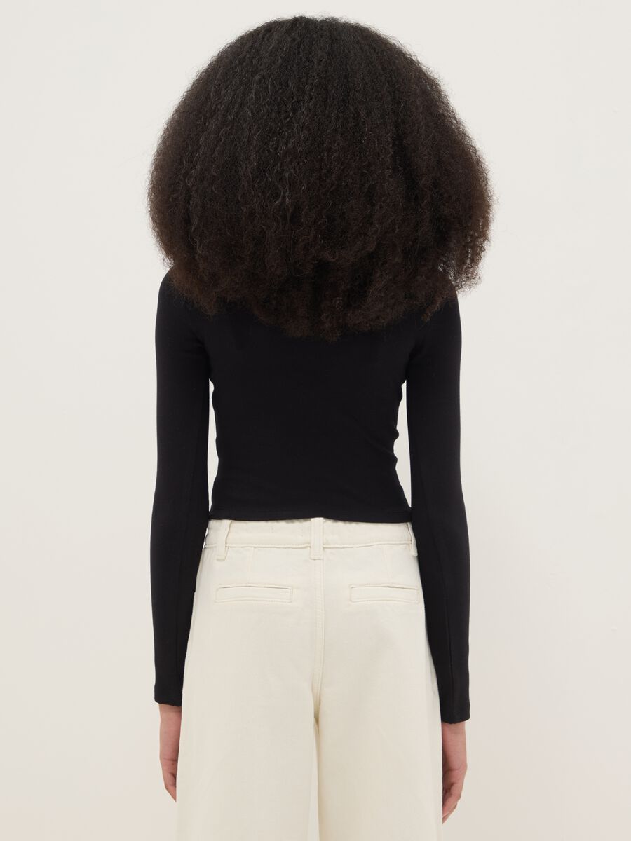 Girls' Slim Fit Black Stretch Cotton T-shirt_1