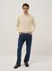 Blue stretch cotton regular fit trousers_0