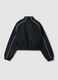 Black zip-up jacket with contrasting piping and high neck for girls_1