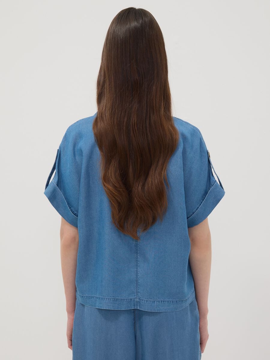 Light blue pure lyocell shirt with patterned collar_3