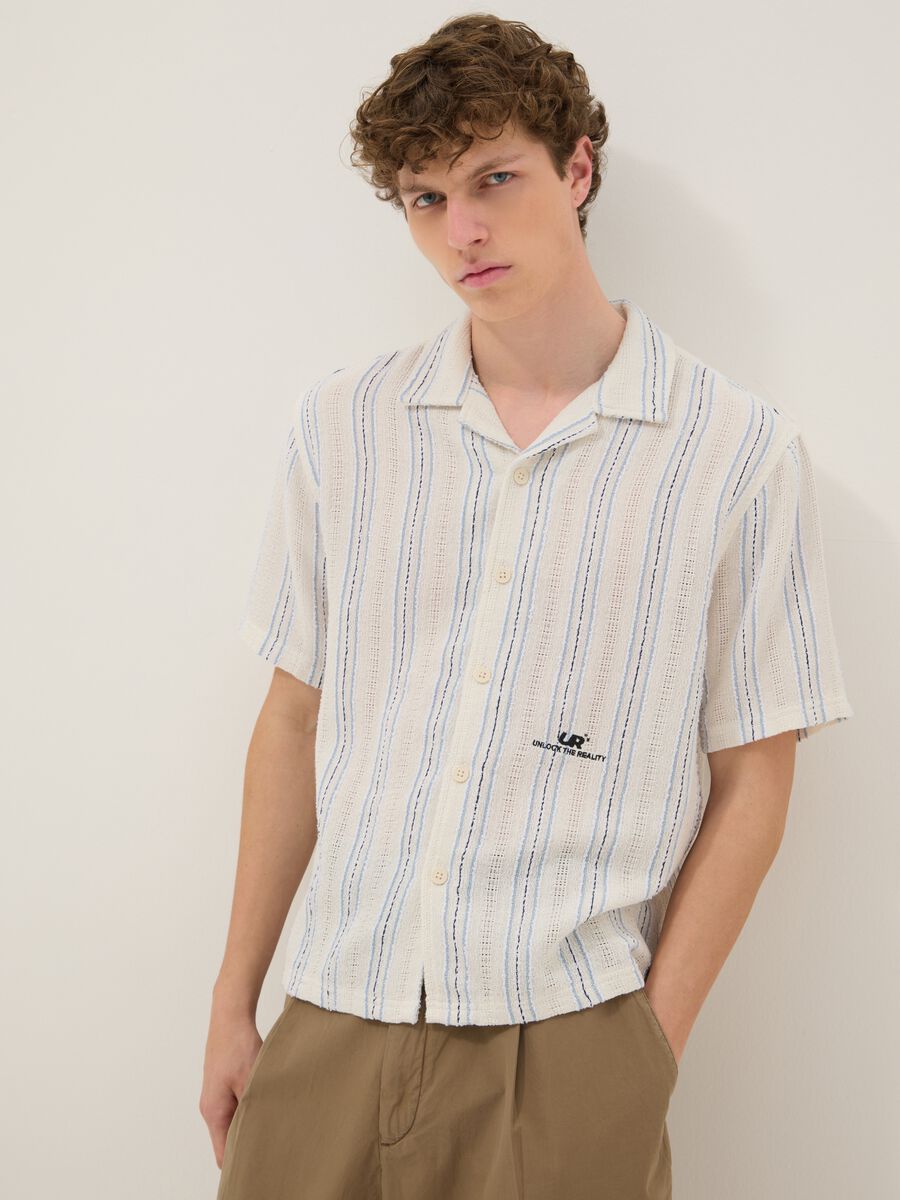 White striped cotton-blend oversized shirt_2