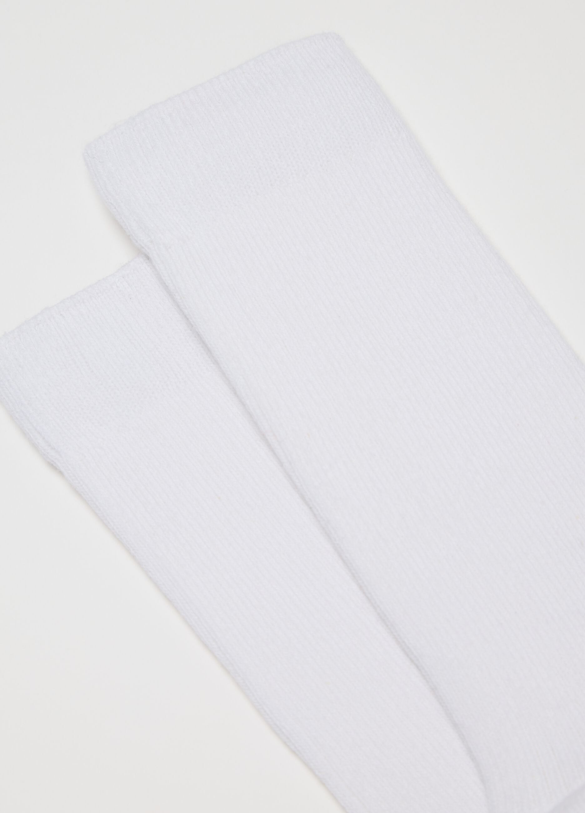 White Midi Cotton Blend Socks