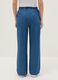 Pantaloni in puro cotone denim blu wide leg con elastico in vita_2